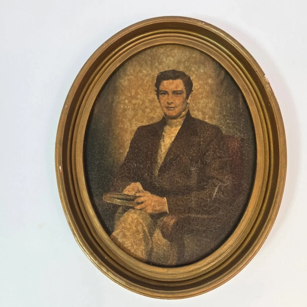 Vintage Colonial Gentleman Oval Framed Art Print by C. Bosseron Chambers NY